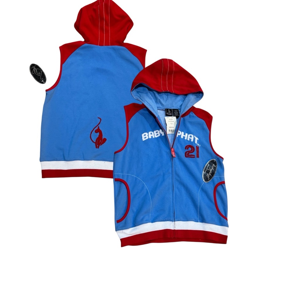 Deadstock Y2K Baby Phat Red and Blue Hooded Vest